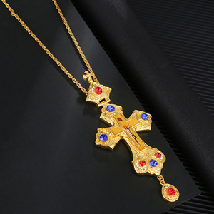 Collar con colgante de cruz de Jesús, collar con colgante de Cruz larga, de aleación de diamantes de cristal - Product Image 3