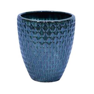 Pot <span class=keywords><strong>de</strong></span> <span class=keywords><strong>fleurs</strong></span> en céramique artisanal <span class=keywords><strong>de</strong></span> style nouveau, couleur bleue, personnalisable - Product Image 1