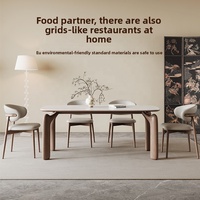 Nouveau modèle 2025 : Ensemble table et chaises de salle à manger en bois massif, design moderne pour salon avec plateau en roche