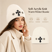 Bonnet unisexe en tricot croisé, style streetwear, en acrylique, pour l'hiver, pour hommes, femmes, couples, tendance, chaud, décontracté, à revers