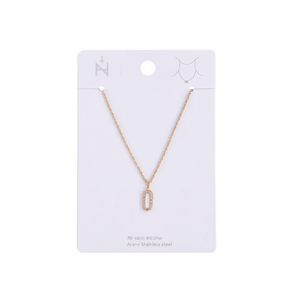 Collar Angelina con Diamante Ovalado de 12 mm, Acero Inoxidable, Estilo Minimalista para Uso Diario - Product Image 1