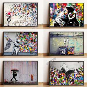 Art de rue abstrait toile peinture drôle singe Graffiti affiche mur Art photo décor à la maison Pop Art peintures - Product Image 1