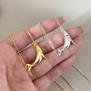 ชุดสร้อยคอและต่างหูรูปโลมา FOXI JEWELRY ชุบเงิน ของขวัญเครื่องประดับสำหรับผู้หญิง ดีไซน์น่ารัก - Product Image 3