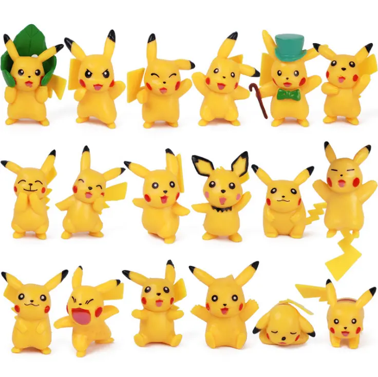 UFOGIFT 18pcs/Set Pokemoned Pikach Figures Toys PVC Action Figure Model Dolls Toys Gift Pikach Figure Set