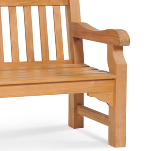 Solid Teak Modern Garden <b>Bench</b> Slatted Backrest Armrests Durable Eco-Friendly Water Resistant Exterior Patio - Product Image 3