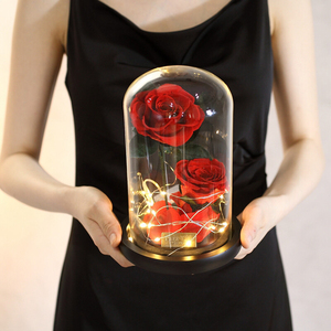 Rosa clásica Flor de la eternidad Las mismas rosas reales frescas conservadas en cúpula de cristal como La Bella y La Bestia Rosa en cristal con caja de regalo - Product Image 4