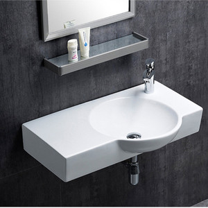 Wastafel kamar mandi keramik mangkuk wastafel gantung dinding Modern Mewah Satu buah baskom gantung dinding Euro - Product Image 3