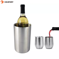 Seau à glace cylindrique en acier inoxydable 304 personnalisé pour une bouteille, avec couvercle et pince, 1,6 L, refroidisseur de bière/vin, vente en gros
