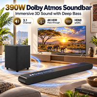 Barre de son audio domestique 3.1CH Dolby Atmos 390W avec caisson de basses filaire, HD EARC et transmission 4K HDR