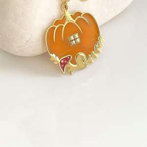 18k <span class=keywords><strong>oro</strong></span> placcato in acciaio inox caduta olio zucca cabina ciondolo collana foglia <span class=keywords><strong>d</strong></span>'acero foglia Charm collana per Halloween - Product Image 2