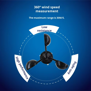 기상 모니터링 공사현장 타워크레인을 위한 RS485 360 ° 폴리카보네이트 풍속 방향 센서 송신기 - Product Image 6
