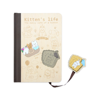 Cuaderno de tapa dura de gato de dibujos animados ecológico con marcapáginas único para el diario y el uso diario