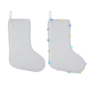 Noel keten çorap süblimasyon boş baskı dekorasyon malzemeleri bireysel Santa çorap ile Led ışık için noel hediyesi