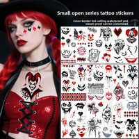 Autocollants de tatouage instantanés pour le visage, imperméables, pour Halloween, motif Clown Fantôme, style Européen-Américain, pour mascarade