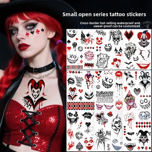 Pegatinas de Tatuaje de Payaso Fantasma de Halloween Estilo Europeo Americano, Pegatinas Faciales Instantáneas Impermeables para Disfraces - Product Image 4