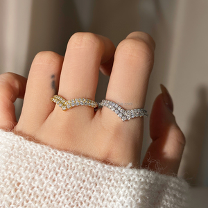 New Arrival 18K Gold Plated Waterproof Cubic Zirconia <b>Stack</b> <b>Ring</b> for Women - Product Image 3