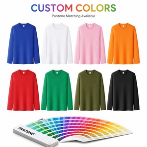 Wholesale Unisex 180GSM Cotton Polyester Long Sleeve <b>T</b> <b>Shirt</b> Custom Logo <b>Plain</b> Blank Crew Neck Sweatshirt OEM ODM - Product Image 3
