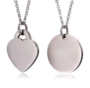 Etichette per gioielli personalizzate charms in argento Sterling 925 a forma di cuore con logo laser targhetta con ciondolo a disco rotondo inciso