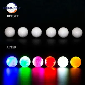 Sıcak satış Golf parlak LED uygulama Golf topları çok renkli ışık özel beyaz 42mm Golf ürünü