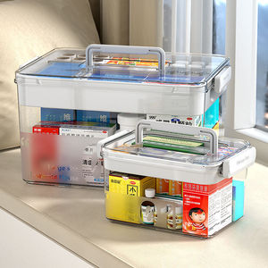 Boîte de rangement de médicaments, grande capacité, transparente, trousse de premiers secours pour la maison, usage familial - Product Image 4