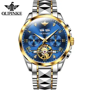 Oupinke 3186 OEM Custom Logo Stainless Steel Movement Tourbillon Watches Luxury Waterproof Automatic Mechanical Men Wat