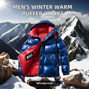 Doudoune Courte <span class=keywords><strong>Homme</strong></span> Coupe-Vent et Imperméable, Chaude et Respirante, à Capuche Épaisse en Gros - Product Image 2
