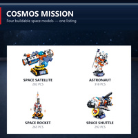 Mini blocs de construction, mission spatiale, 4 styles, 265-318 pièces, fusée, astronaute, satellite, navette, jouet cadeau pour enfants de 6 ans et plus