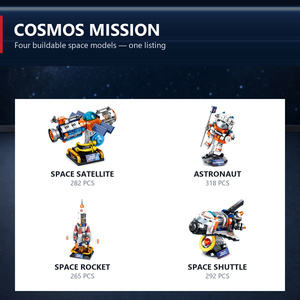 Mini-Bausteine Weltraum-<span class=keywords><strong>Mission</strong></span> 4 Stile 265-318 Teile Rakete Astronaut Satellit Shuttle Spielzeug Geschenk für Kinder ab 6 Jahren - Product Image 2