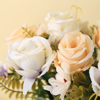 Fleurs artificielles de haute qualité, style européen, bouquet de roses bouclées à 5 têtes, décoration de banquet de mariage, fleurs de rose artificielles
