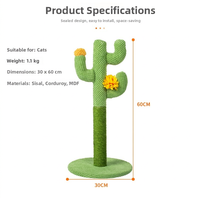 Nouvel Arrivage : Arbre à Chat Moderne Vertical en Forme de Cactus avec Griffoir en Sisal et Niche pour Chat