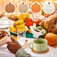 Sous-verres en forme de citrouille faits main au crochet, dessous de verre tricotés résistants à la chaleur, décoration de table d'automne pour Thanksgiving, sous-verres pour tasses à thé