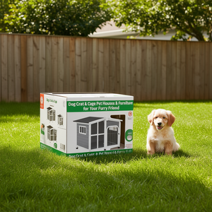 กรงสุนัขและบ้านสัตว์เลี้ยงกลางแจ้ง พลาสติกทันสมัย ขนาดใหญ่ ทนทาน ต้องประกอบเอง - Product Image 2