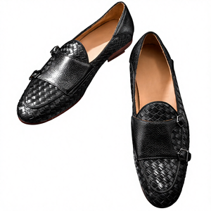 Mocasines Casuales para Hombre, Hechos a Mano, con Forro de Cuero Vacuno, Diseño a Cuadros, Minimalistas, Tipo Monk, para Todas las Temporadas - Product Image 1