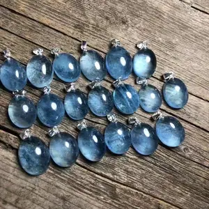 Bán buôn Healing Stones tinh thể tự nhiên đẹp đánh bóng Aquamarine Mặt dây chuyền cho trang trí