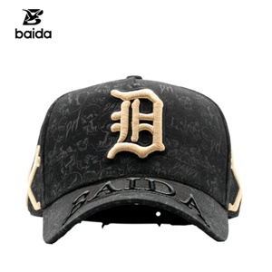 Sombrero G5 Gorras Dandy Hats Halloween Gorras de béisbol deportivas de 5 paneles de gamuza con bordado de letras 'D' y hueso cruzado - Product Image 1