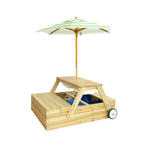 Boîte en forme de voiture de <span class=keywords><strong>sable</strong></span> en bois pour enfants, <span class=keywords><strong>bac</strong></span> <span class=keywords><strong>à</strong></span> <span class=keywords><strong>sable</strong></span> réglable en <span class=keywords><strong>hauteur</strong></span> avec auvent, fosse de jeu pour enfants avec couvercle et roues - Product Image 1