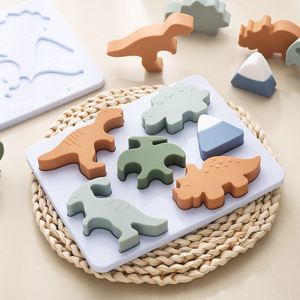 Custom High Quality New Early Brain Development Learning Toy Silicone Animal <strong>Dinosaur</strong> Shape <strong>Puzzles</strong> Set - Product Image 1