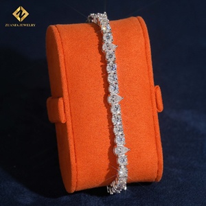 เครื่องประดับ ZUANFA เงินแท้ 925 ชุบทอง 18K สร้อยคอรูปทรงลูกแพร์ ดีไซน์หรูหราสำหรับงานปาร์ตี้ สร้อยแบบเทนนิสขนาด 4 มม. - Product Image 2