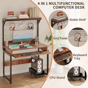Escritorio Pequeño <span class=keywords><strong>de</strong></span> Madera para Computadora, <span class=keywords><strong>Mesa</strong></span> para Laptop con Almacenamiento, Estación <span class=keywords><strong>de</strong></span> Trabajo para Oficina, Estudio y Escritura, Diseño que Ahorra Espacio - Product Image 4