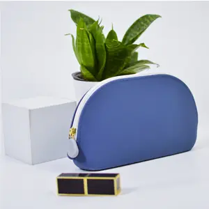 Silicone Cosmetic Organizer Pouch For Women Brief Portable Tote Female Silicone Bag Semicircular Cosmetic Bag