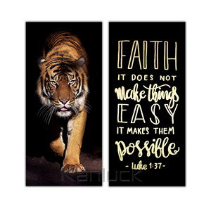 ชุดภาพพิมพ์บนผ้าใบลายศิลปะภาพวาดสีน้ำมัน 2 ชิ้น ลายเสือ ความเข้มแข็ง ความศรัทธา ทำให้เป็นไปได้ ขนาด 30x60 ซม. พิมพ์ดิจิทัล ขายดี - Product Image 1