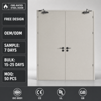 Porte coupe-feu double en acier moderne, surface finie, norme européenne, porte d'entrée commerciale