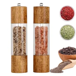 8 Inch Lang Duurzaam Hout Zout En Peper Shakers Eiken Houten Peper En Zout Grinder Set