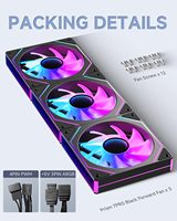 Ventilateur sans balais ARGB pour processeur, lot de 3, PWM silencieux, haut débit d'air, ventilateur de refroidissement DC pour PC de jeu - différentes couleurs pour boîtier d'ordinateur