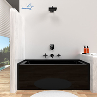 Baignoire acrylique rectangulaire noire de qualité commerciale de 150cm avec tablier à jupe profonde-Commandes en gros d'hôtel et de spa
