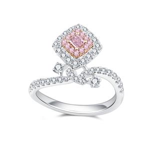 Bague en or blanc et rose massif 18 carats avec un véritable diamant rose brillant exclusif pour les femmes - Product Image 4