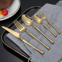 Vente Flash Ensemble de Couverts en Or 304 Couteau Fourchette Cuillère en Acier Inoxydable Argenterie Métal Or Vaisselle pour Mariage