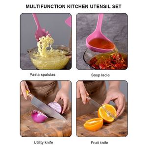 Utensilios de Cocina de Silicona, Juego de Cuchillos de Cocina de 13 Piezas, Utensilios de Cocina Antiadherentes Resistentes al Calor con Cubo de Almacenamiento Giratorio - Product Image 4