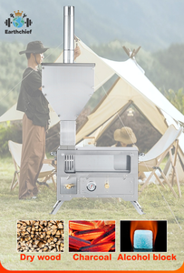 Poêle à granulés portable avec four pour tente chaude, chauffage au bois pour camping en extérieur, camping-car, cabane, survie hivernale, cuisson - Product Image 5