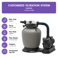 Système de filtration de piscine D350mm avec pompe 250W, débit de 1320 GPH, filtre à billes en fibre pour piscines de 40-50 m³